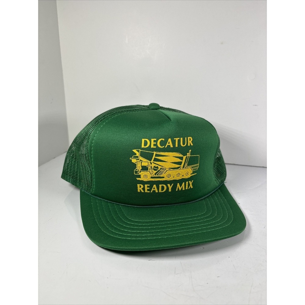 Vintage Decatur Ready‎ Mix Concrete Trucker Snapback Hat Cap Green Workwear